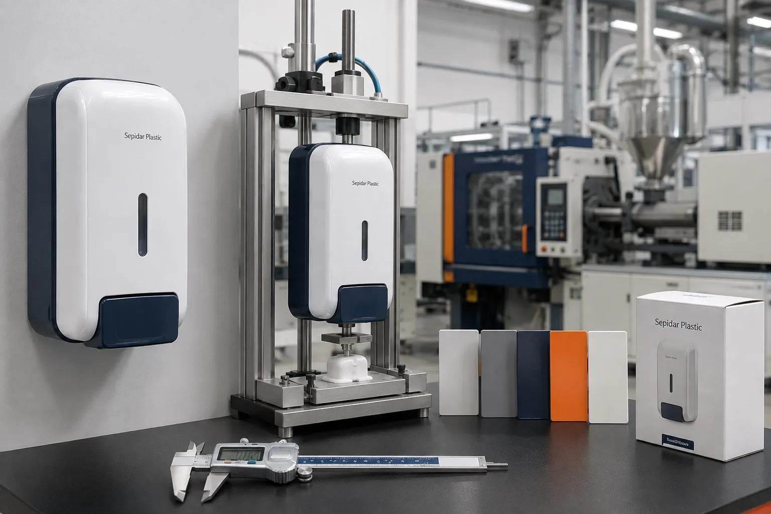 Quality control at Sepidar Plastic's soap dispenser manufacturing facility